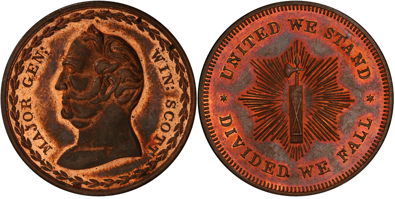 (1852) Token DeWitt WS-1852-7 Copper Major Gen. Win. Scott Campaign
