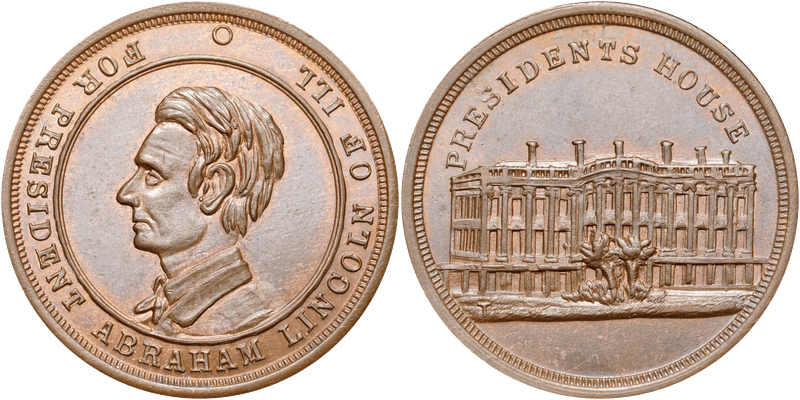 (1860) Civil War Patriotic Token F-506/510Aa, Lincoln-Presidents House