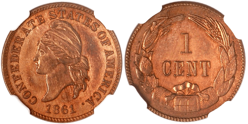 1861 Confederate States Cent - CSA Original, B-8005