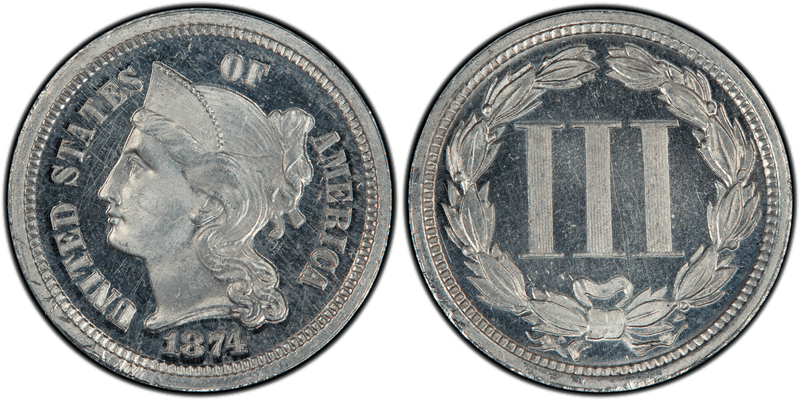 1874 Proof Three Cent Pattern - J-1349