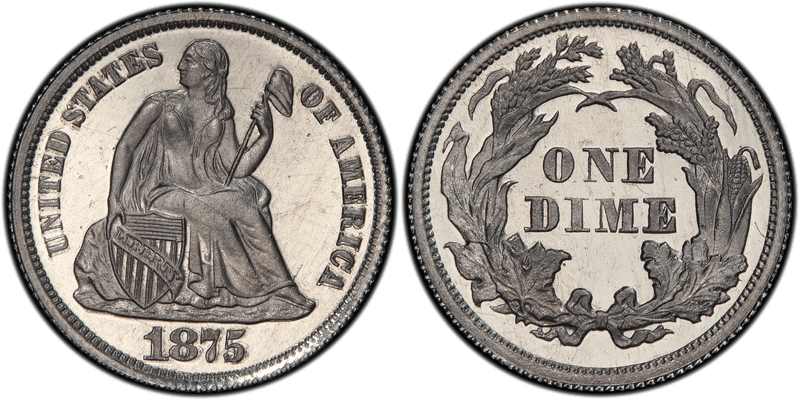 1875 Proof Dime Pattern - J-1391