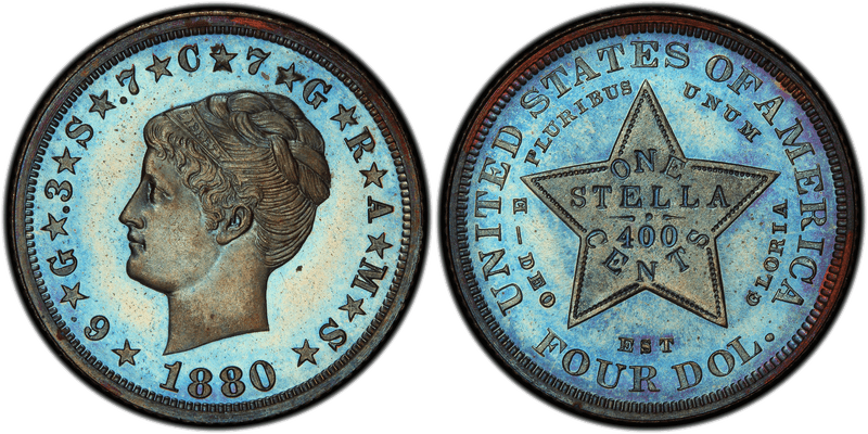 1880 Proof Four Dollar Pattern - J-1661, Metric Dollar
