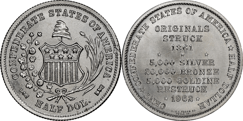 1962 Confederate States Half Dollar - CSA Silver, Bashlow Restrike