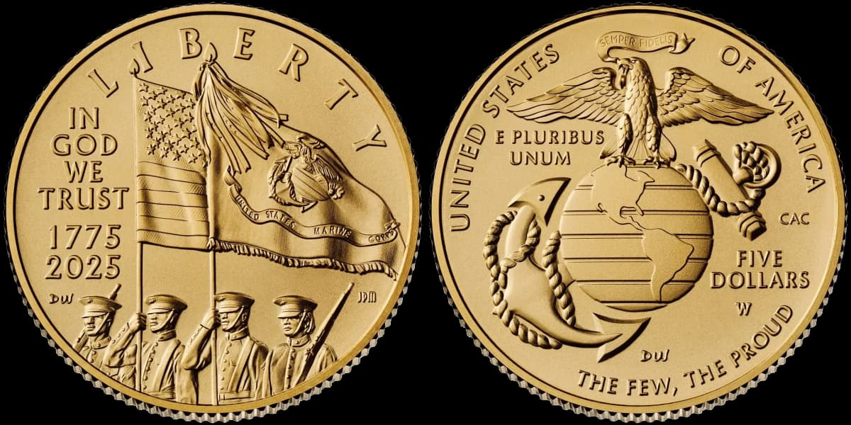 2025 (W) United States Marine Corps 250th Anniversary Commemorative Five Dollar Gold
