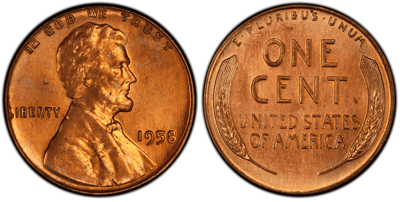 1958 Lincoln Wheat Cent - Doubled Die Obverse