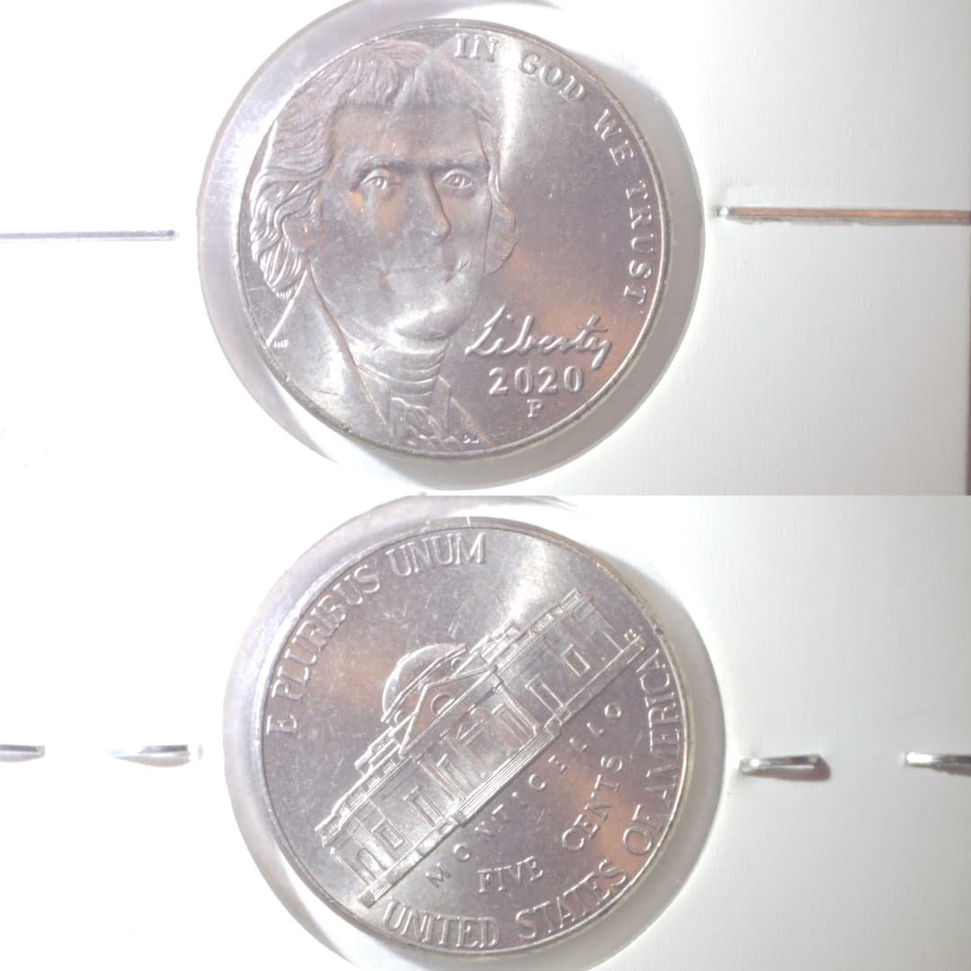 2020 (P) Nickel Rotated Die error coin